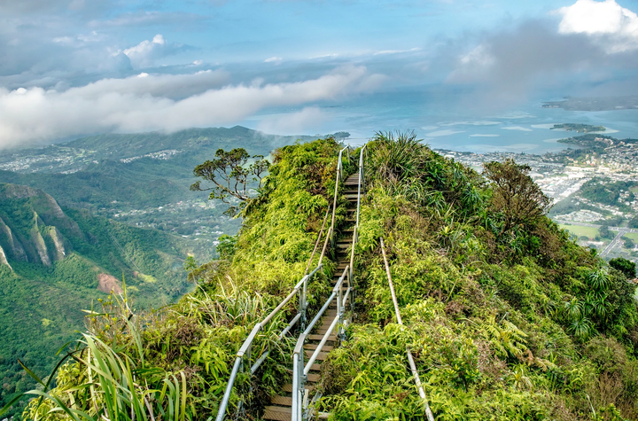 The Haiku Stairs, also known as the Stairway to Heaven, on Oahu, Hawaii.