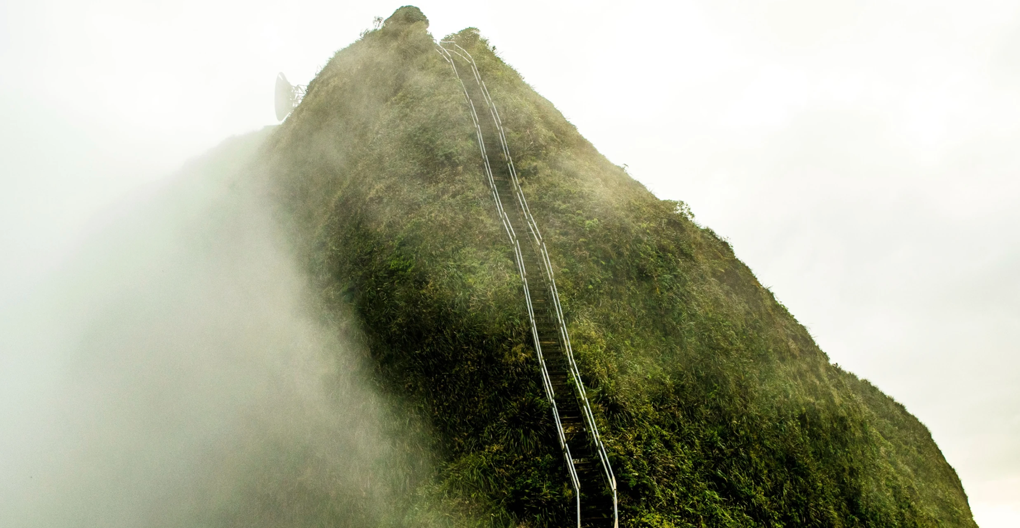 A misty day on the Haiku Stairs, Oahu.