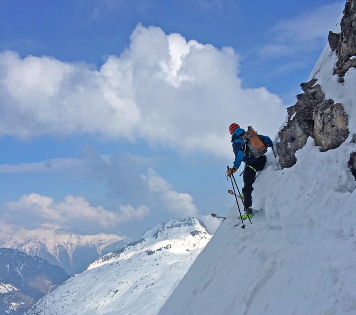 First descent of the north face of Tour Salliere, Swiss Alps