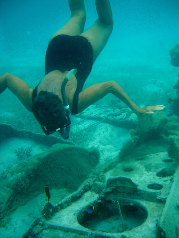 12-south pacific-doann free diving on a wreck from wwii