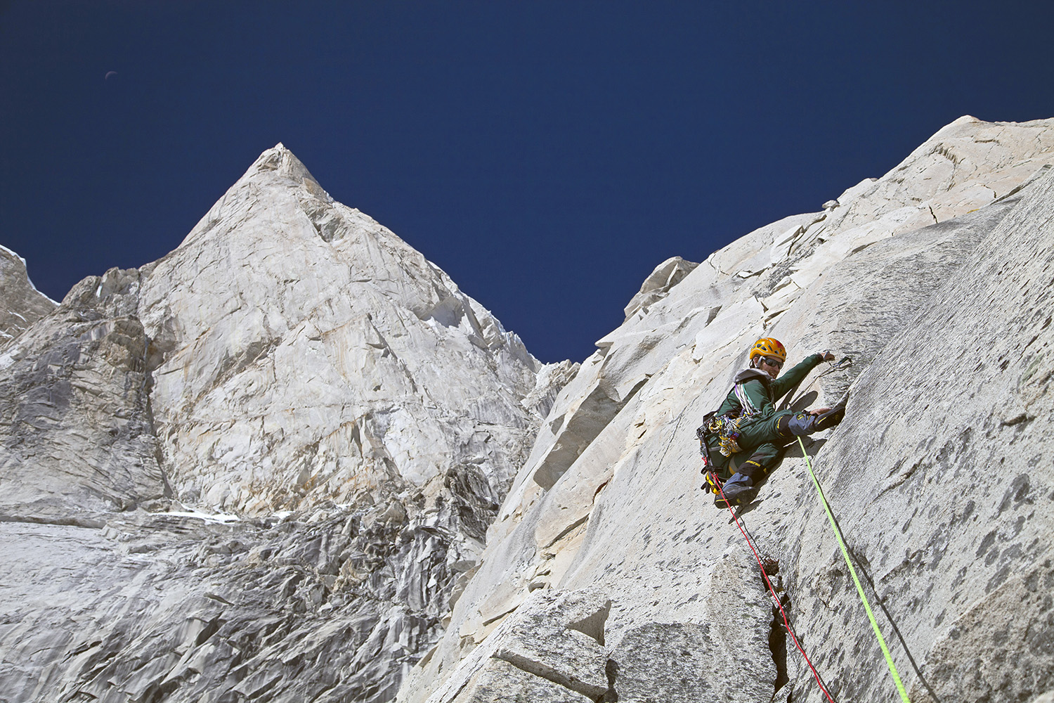 Conrad Anker climbing.