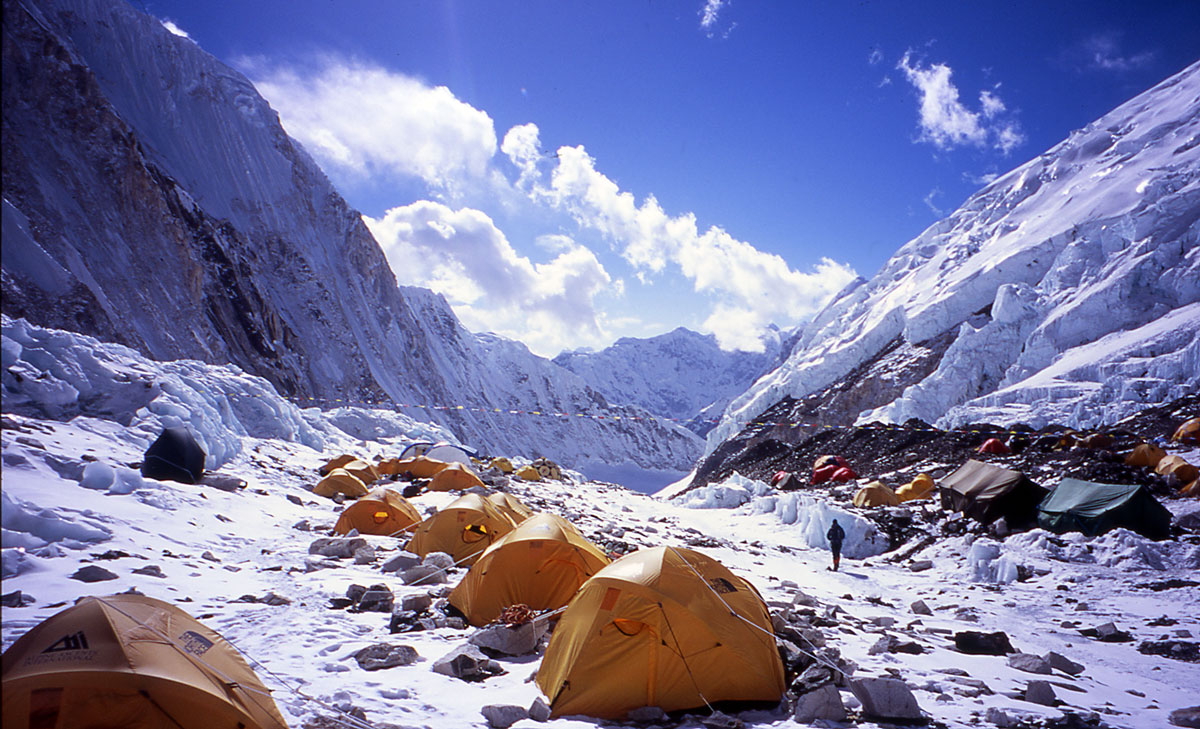 A look at Camp II on a clear afternoon. Photo: Alpine Ascents Interational