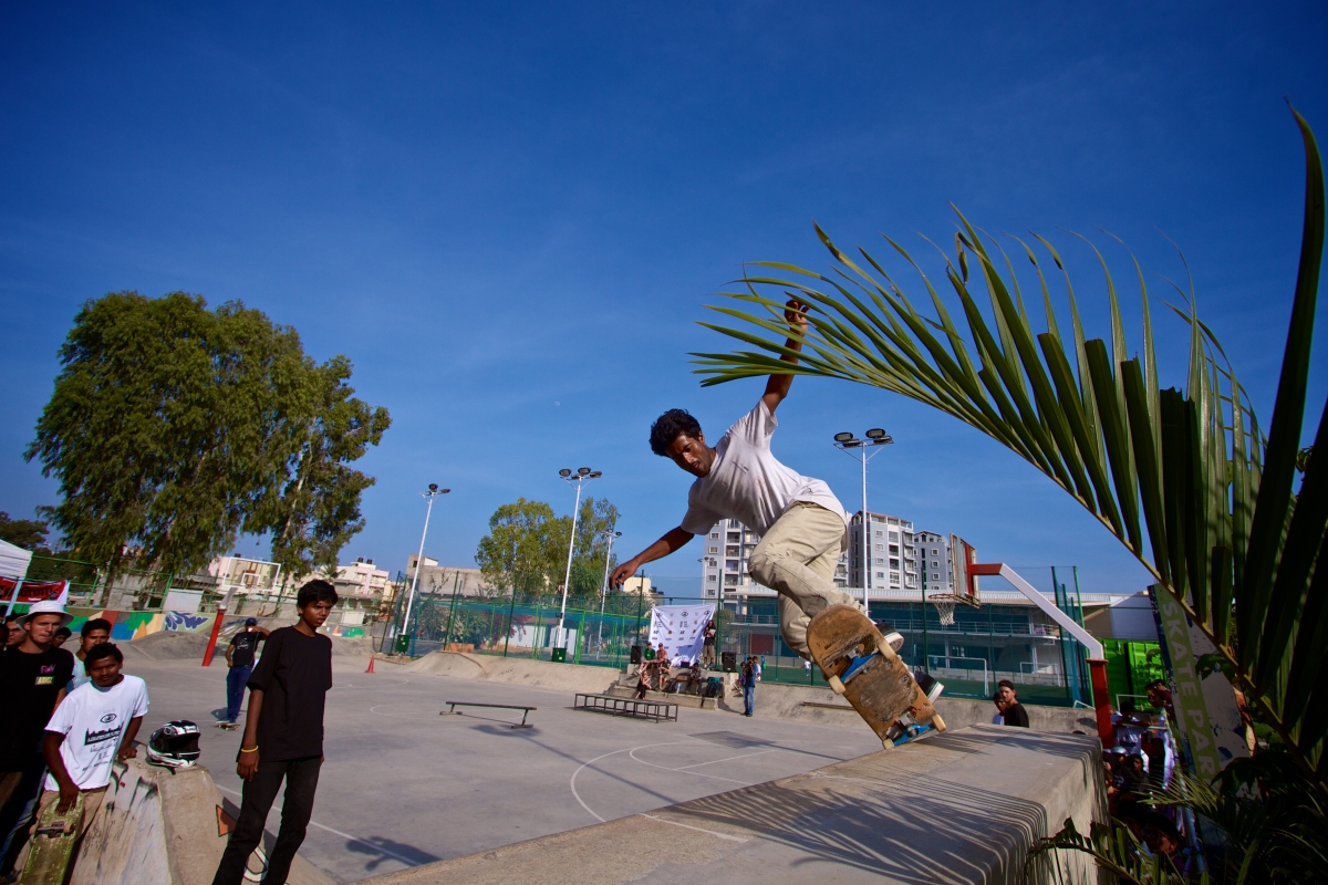 Bangalore skater Mohammad Khadir riding the crest of the ramp.Rammohan Paranjape