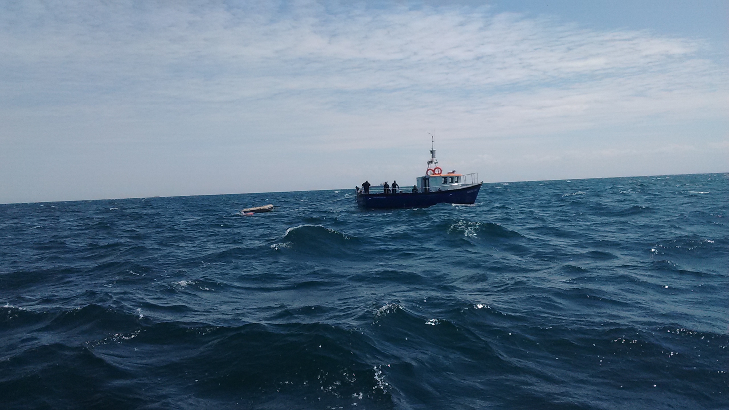 The cold choppy water waters of the English Channel