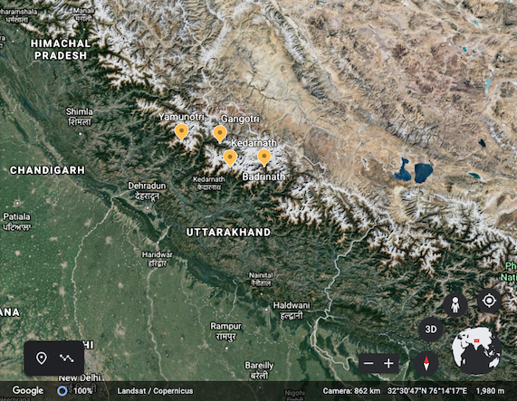 aerial view of Char dham