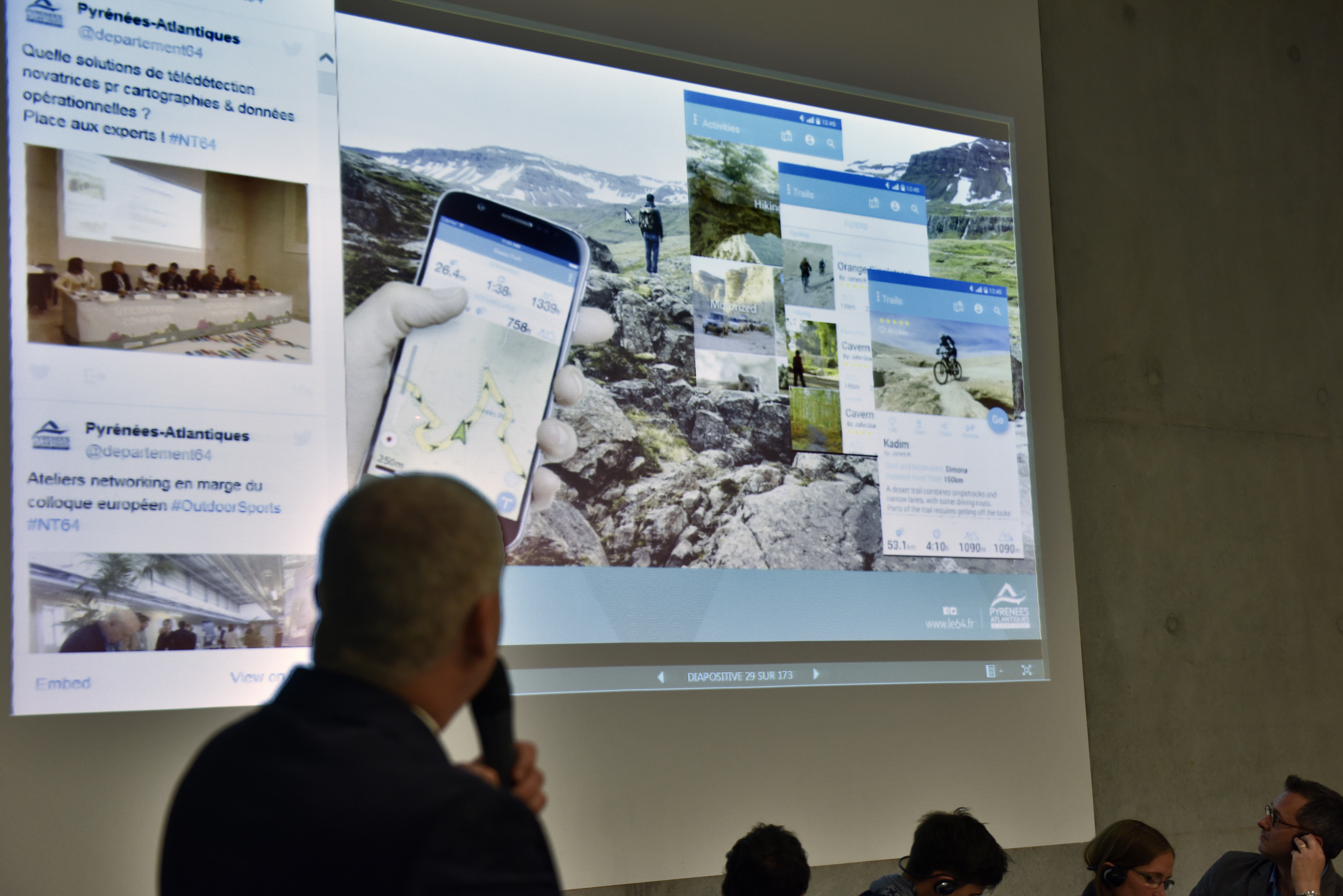 Ronen Bitan, of Trailze.com, showing off his company’s excellent crowdsourced hiking trail solution that allows users to select safe passages