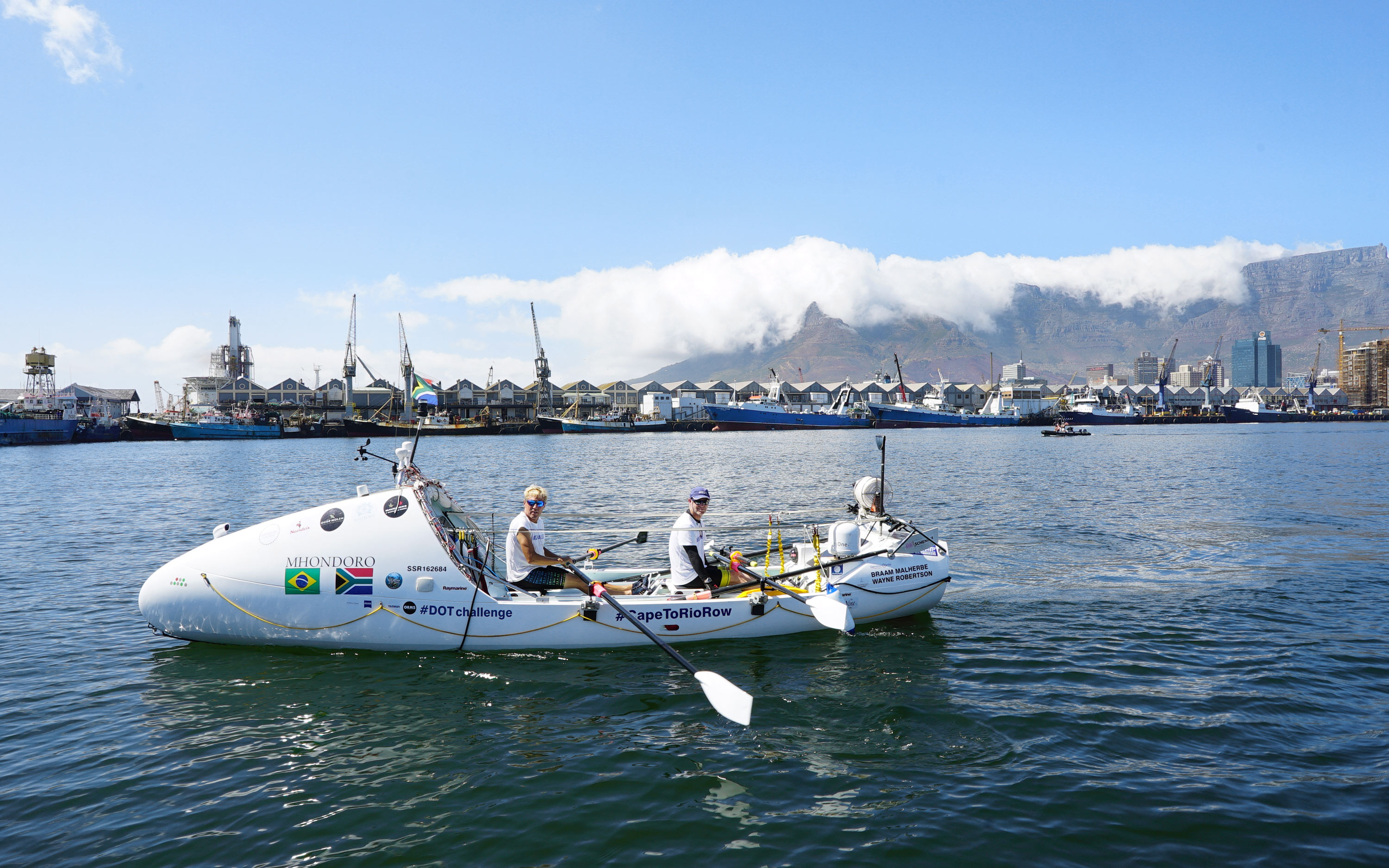 Braam and Wayne leaving port in Cape Town, South Africa. Photo: Benjamin Malherbe.