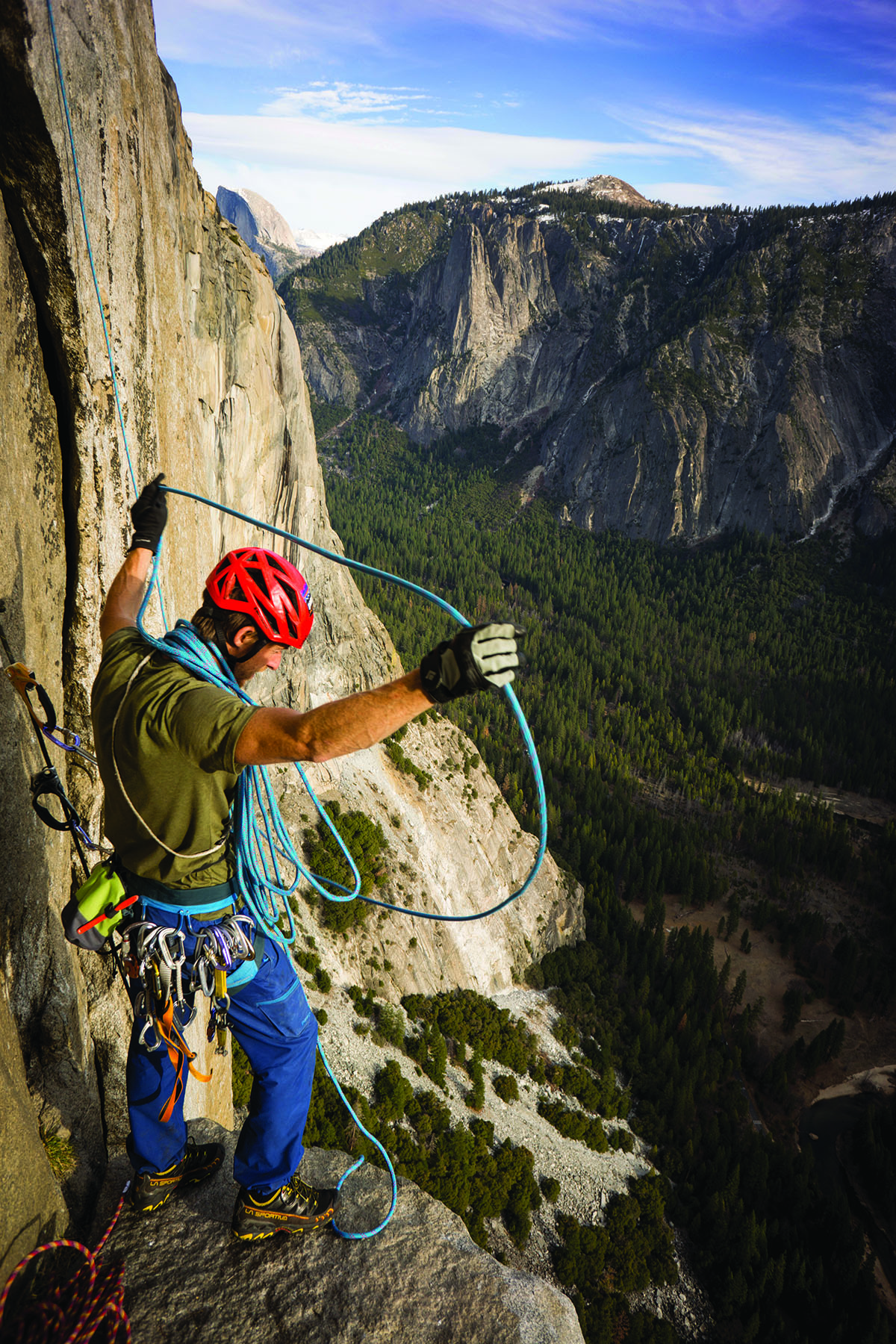 Tommy coils ropes during the clean up of the Dawn Wall.