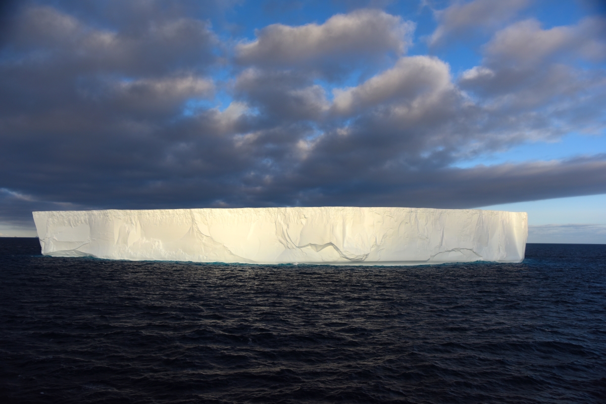 This was the biggest tabular iceberg we saw- over half a mile long and half a mile wide, it had broken of the Antarctic Larsen B Ice Shelf, floating in the Antarctic ocean. Most of the world's largest ice shelves are in Antarctica and Greenland. Disintegration of ice shelves is directly associated with climate change, as opposed to calving, a natural event. This ice shelf completely collapsed in 2002, making it the largest disintegration event in 30 years. 3,250 square kms of the Larsen B shattered which released more than 720 billion tons of ice into the Weddell sea. © Himraj Soin