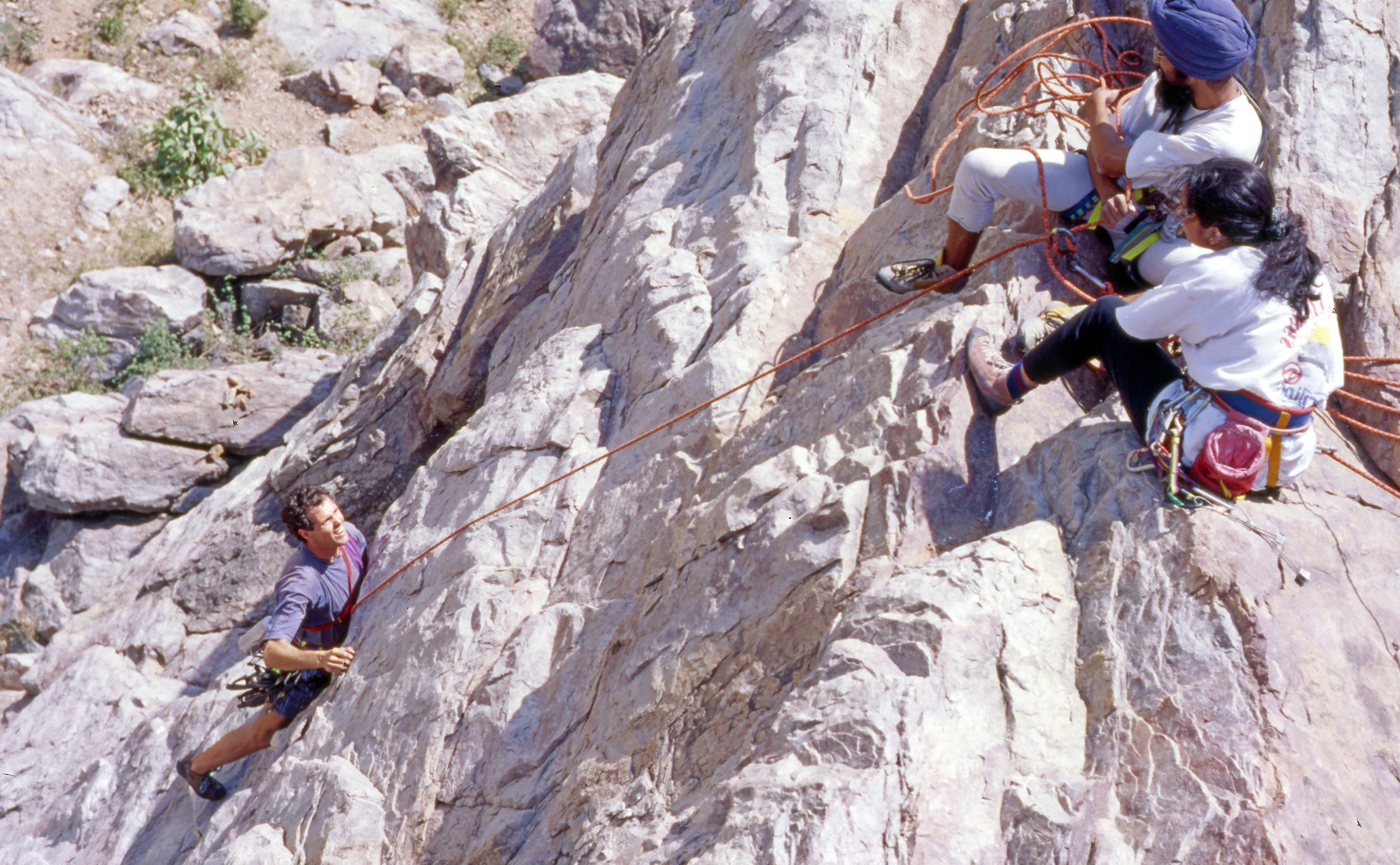 Alka and Paramjeet were part of developing Dhauj as one of main trad climbing crags near Delhi in 1990s (photo Derek Stordahl)