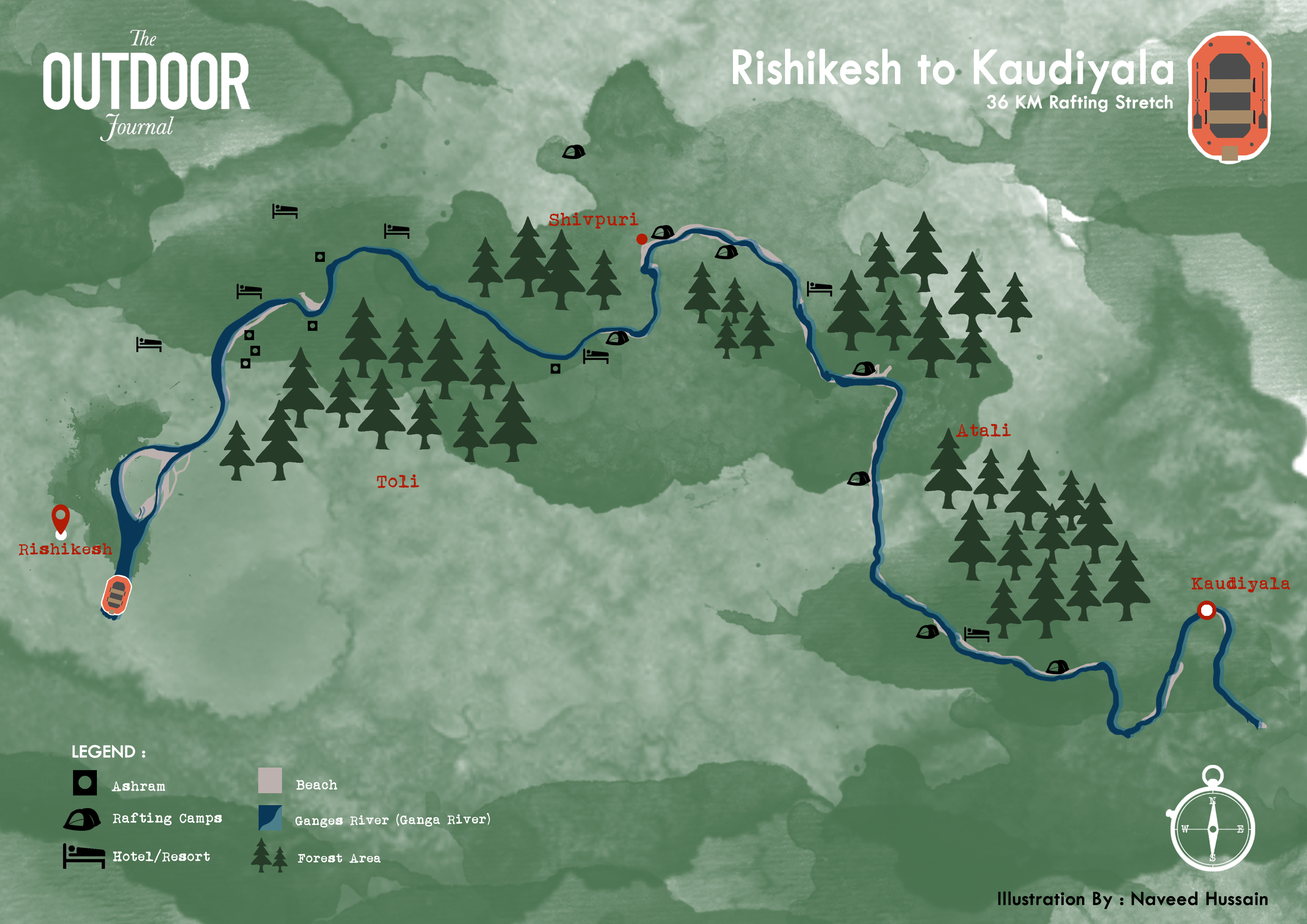 Kaudiyala to Rishikesh river trail in Uttarakhand 