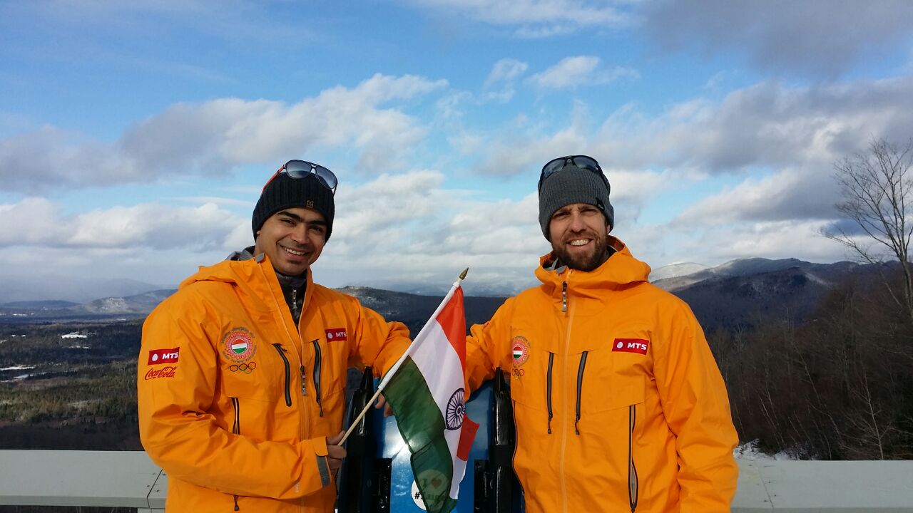 (L) Shiva Keshavan (R) Shiva's coach / Luge legend Duncan Kennedy.