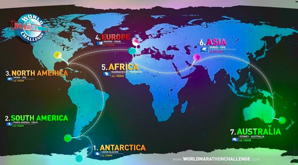 World Marathon Challenge race map.